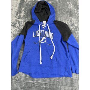 Tampa Bay Lightning NHL Womens Pullover Hoodie XL Blue & Gray Lace-Up